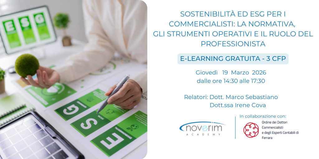 Sostenibilità ed ESG per i Commercialisti: la normativa, gli strumenti operativi e il ruolo del prof