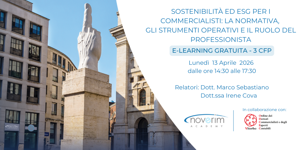 Sostenibilità ed ESG per i Commercialisti: la normativa, gli strumenti operativi e il ruolo del prof