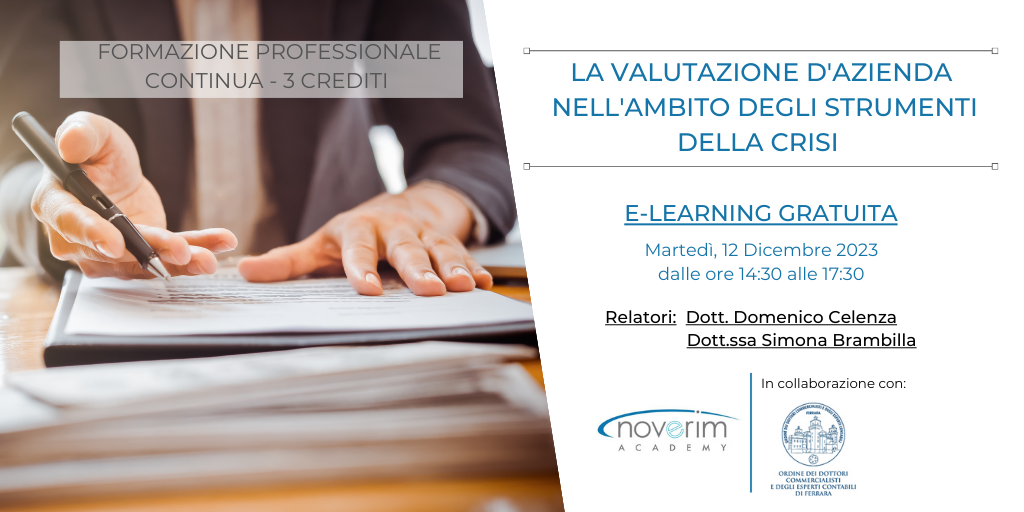 OLD_12.12.2023 - La valutazione d'azienda nell'ambito degli strumenti del Codice della Crisi
