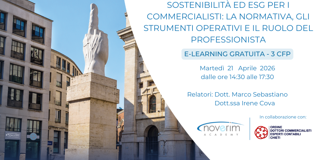 Sostenibilità ed ESG per i Commercialisti: la normativa, gli strumenti operativi e il ruolo del prof